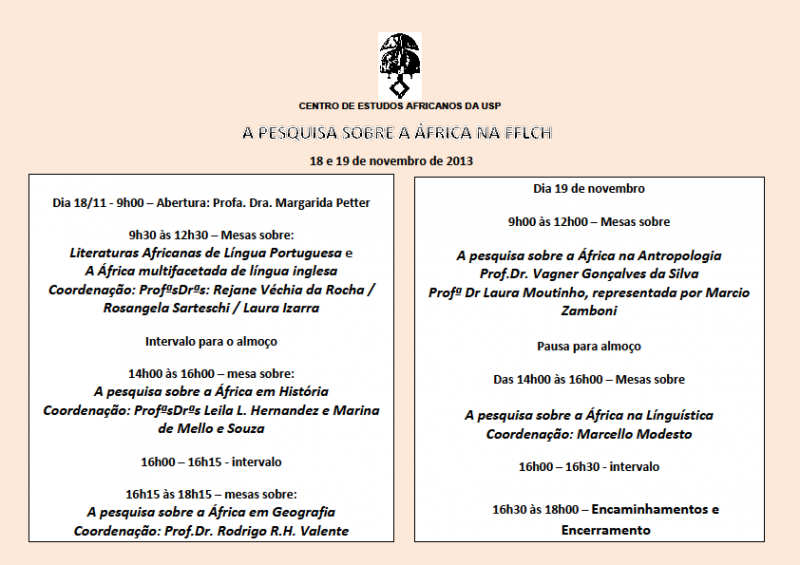 PESQUISA SOBRE ÁFRICA NA FFLCH (2013)